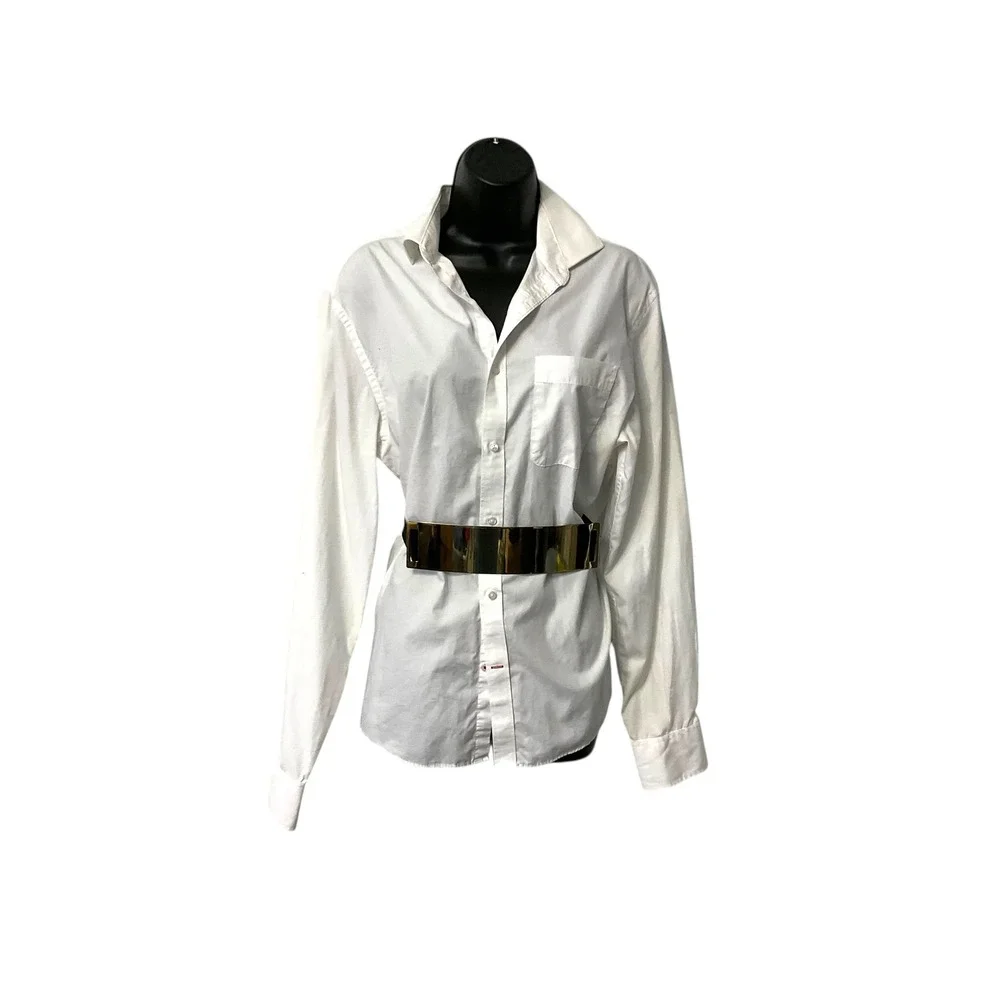 Womens Gold Tone Metallic Bar Elastic Waist‎ Belt Accent Accessory